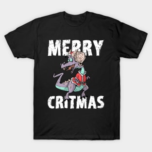 Critical Hit D20 Dice RPG Meme PnP Dragon Merry Critmas Gift T-Shirt